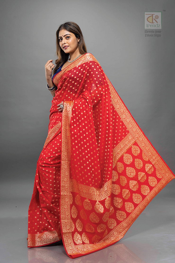 এক্সক্লুসিভ হ্যান্ডলুম জর্জেট সিল্ক শাড়ি