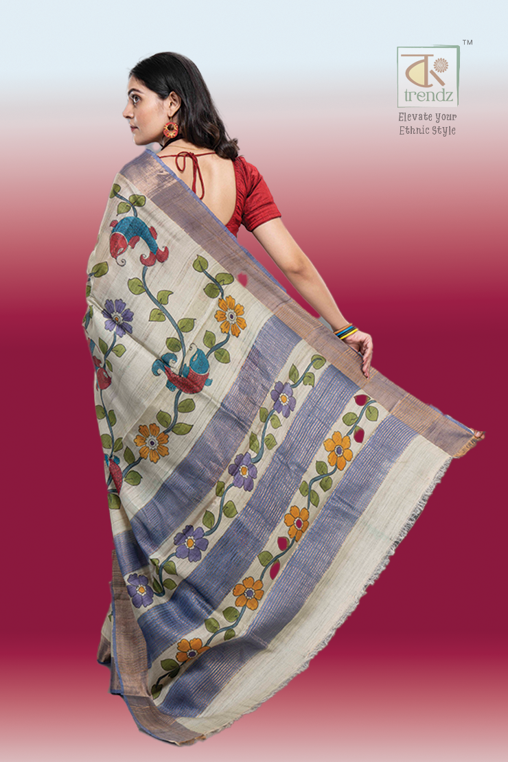 খাঁটি গাছি তসর হ্যান্ড পেইন্ট শাড়ি
