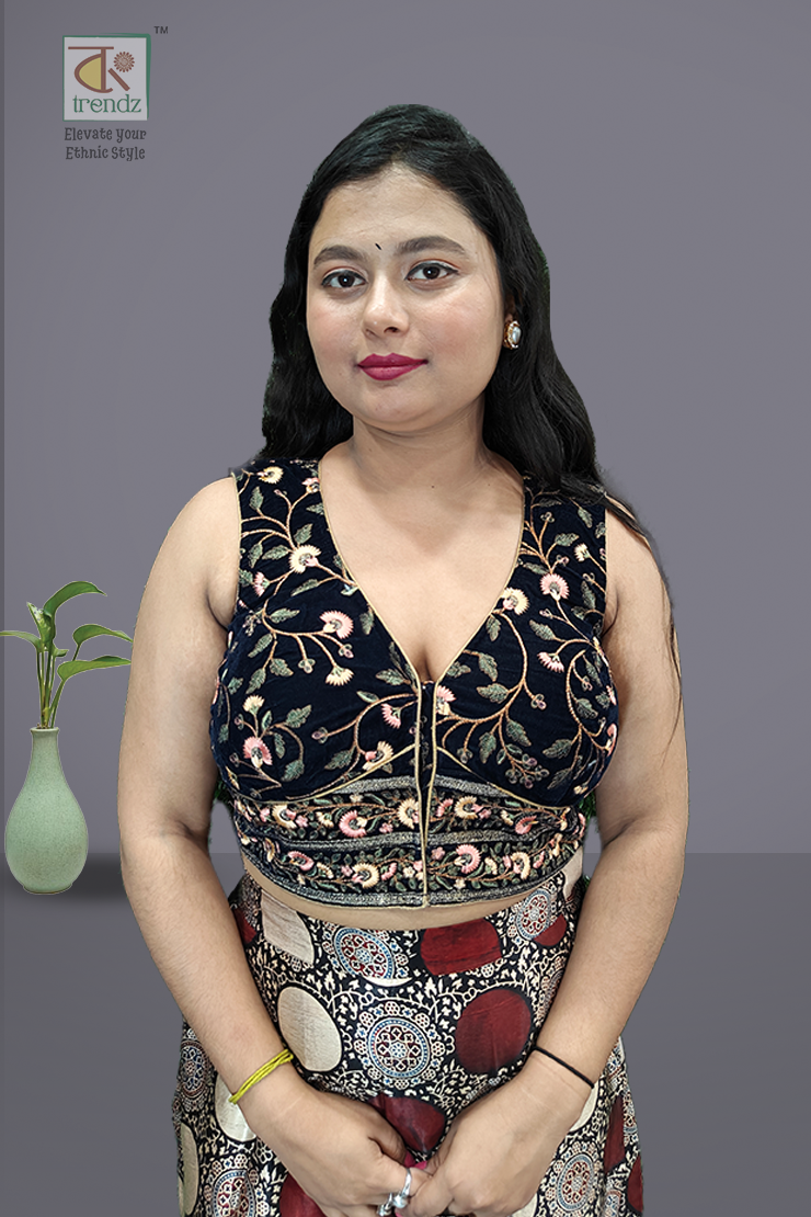 Designer Velvet Sleeveless Blouse