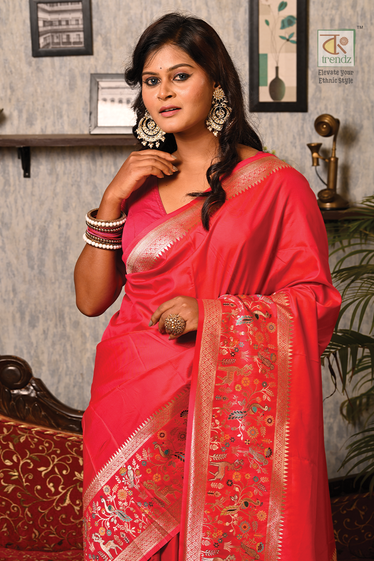Gulmohor Pasmina Butter Silk Saree
