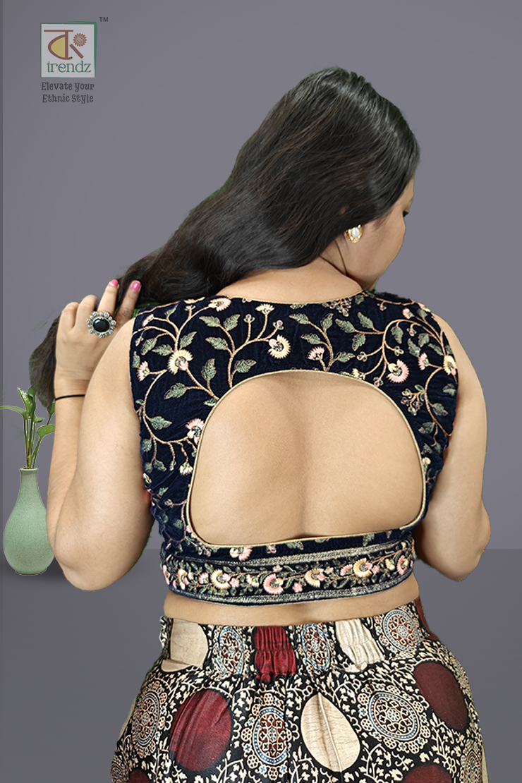 Designer Velvet Sleeveless Blouse