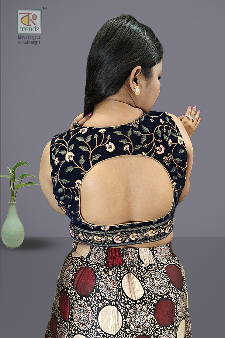 Designer Velvet Sleeveless Blouse