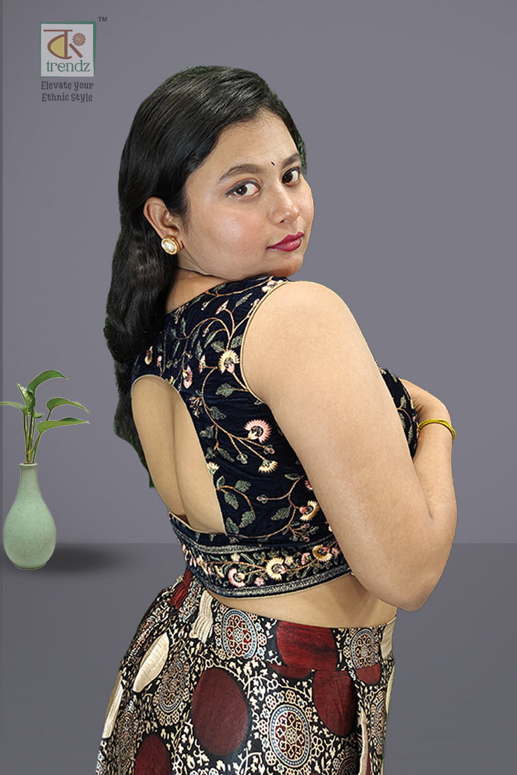 Designer Velvet Sleeveless Blouse