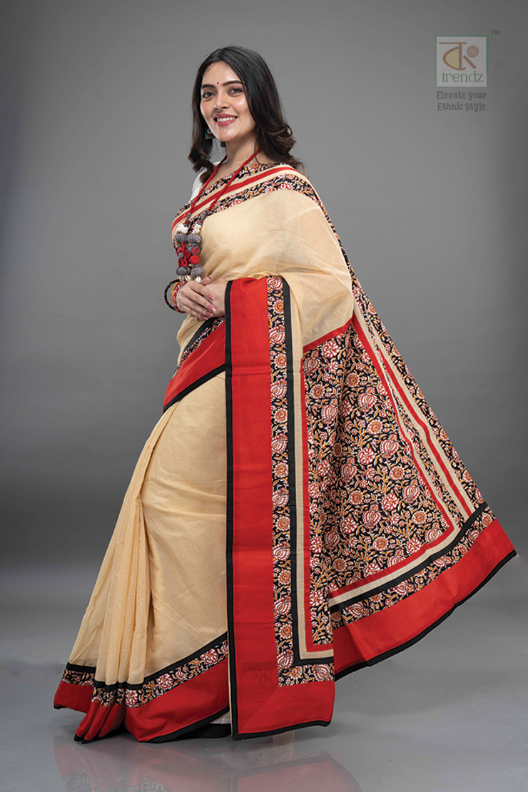 ডিজাইনার কলমকারি বুটিক প্রিন্টেড শাড়ি