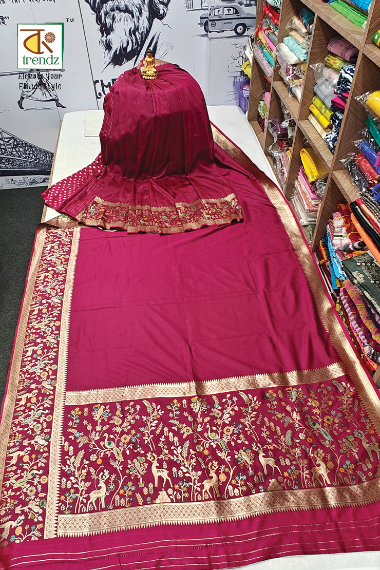 Gulmohor Pasmina Butter Silk Saree