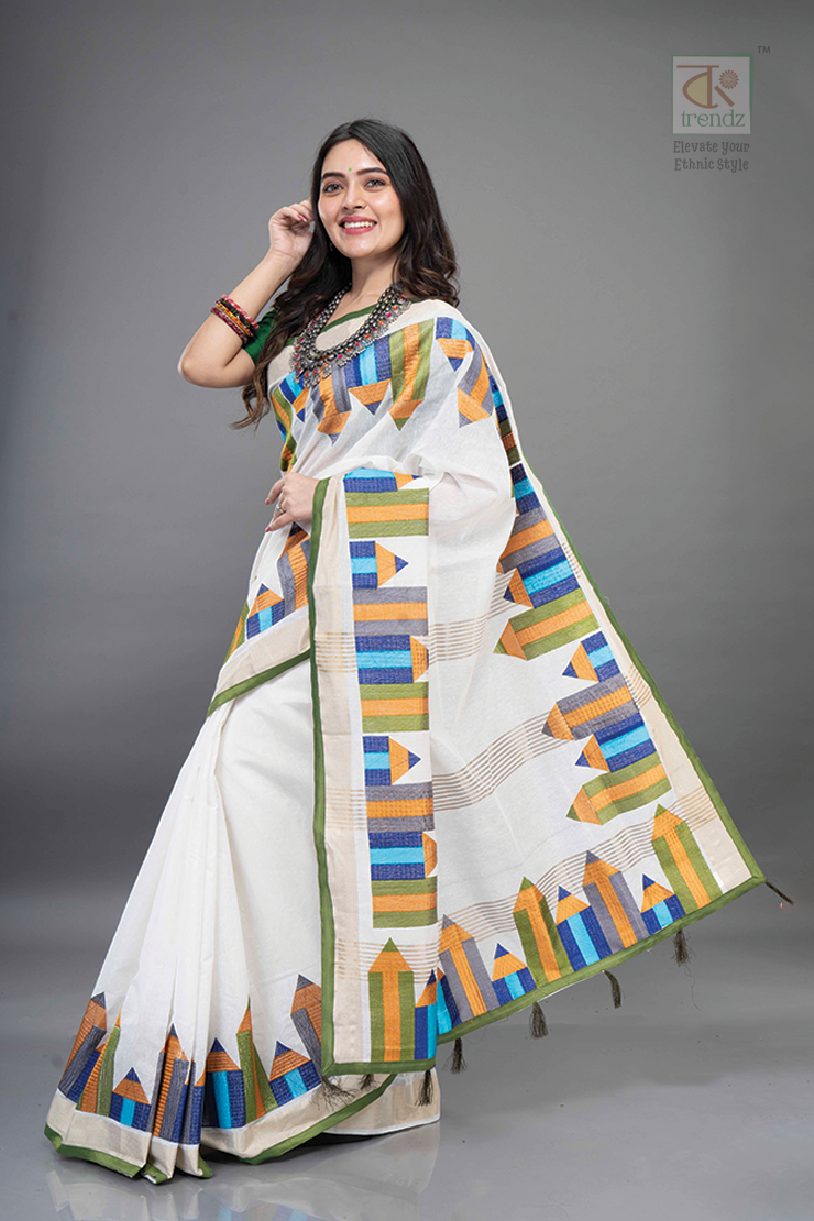 বুটিক পেন্সিল সুতির হ্যান্ডলুম শাড়ি