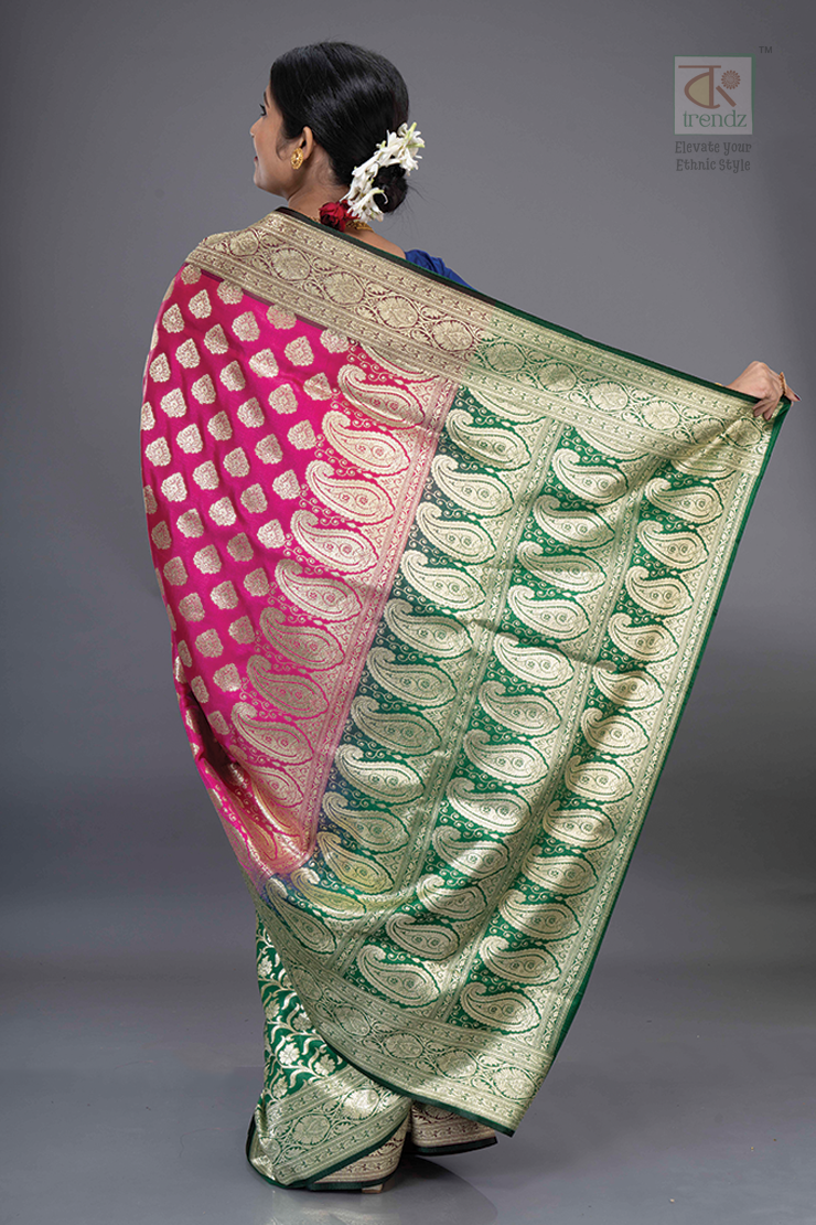 ডুয়াল কালার কাতান বেনারসি শাড়ি (লাল-নীল, লাল-সবুজ)