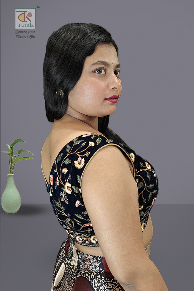 Designer Velvet Sleeveless Blouse