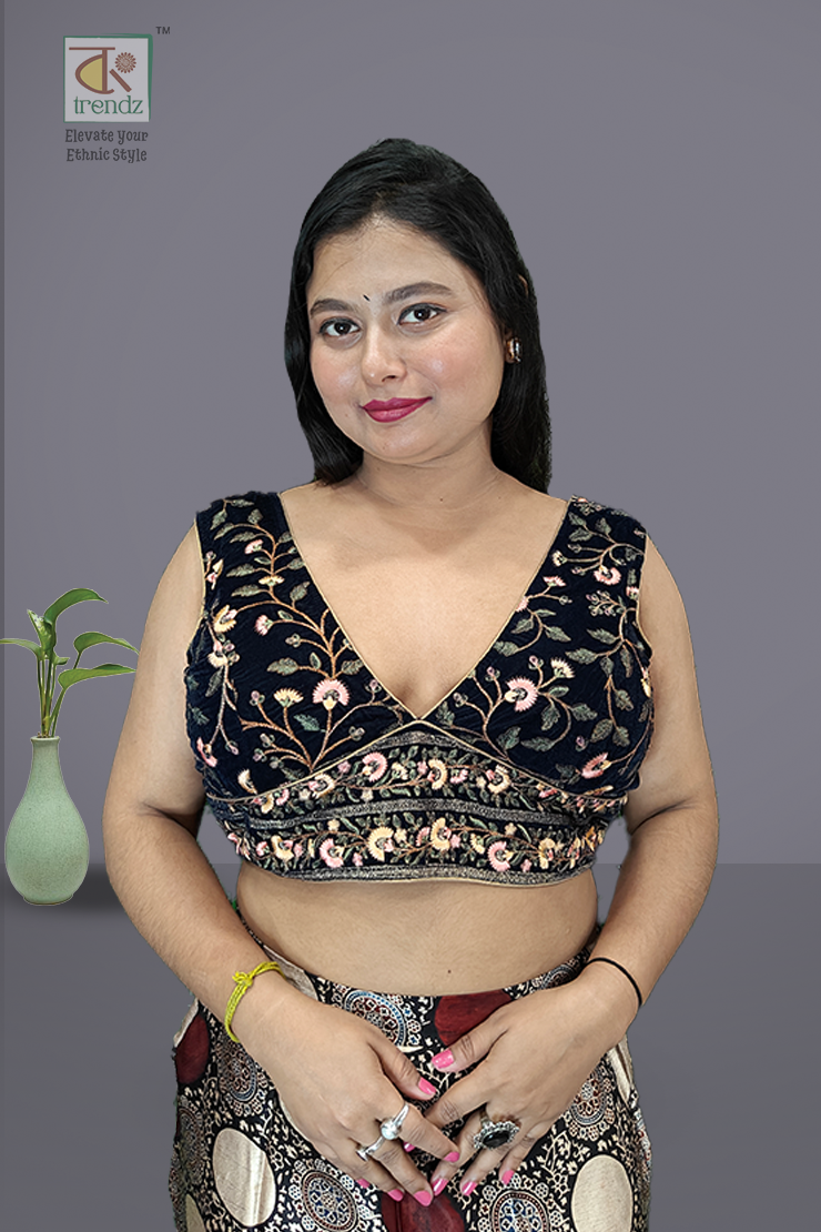 Designer Velvet Sleeveless Blouse
