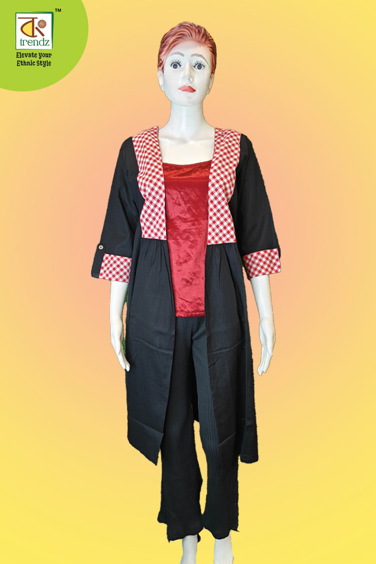 Cotton Gamcha Printed Shrug (Black)