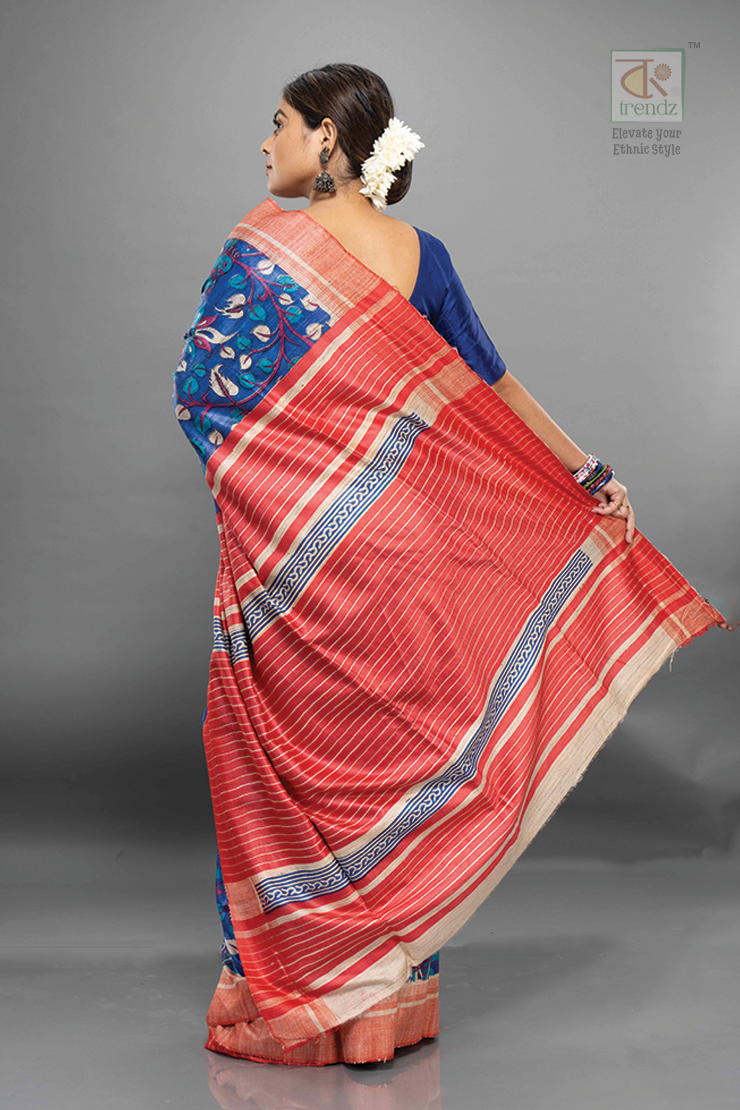 পিওর তসর ঝিছা প্রিন্টেড সিল্ক শাড়ি