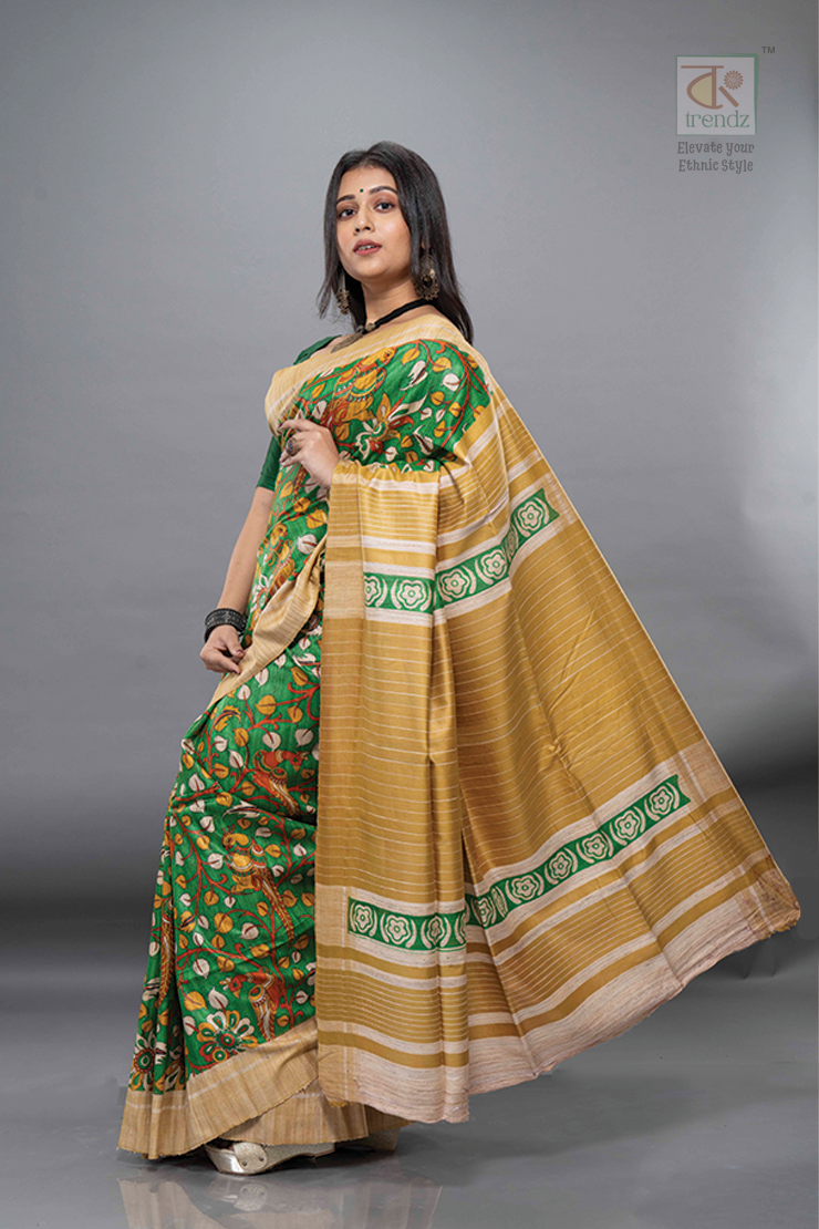 পিওর তসর ঝিছা প্রিন্টেড সিল্ক শাড়ি