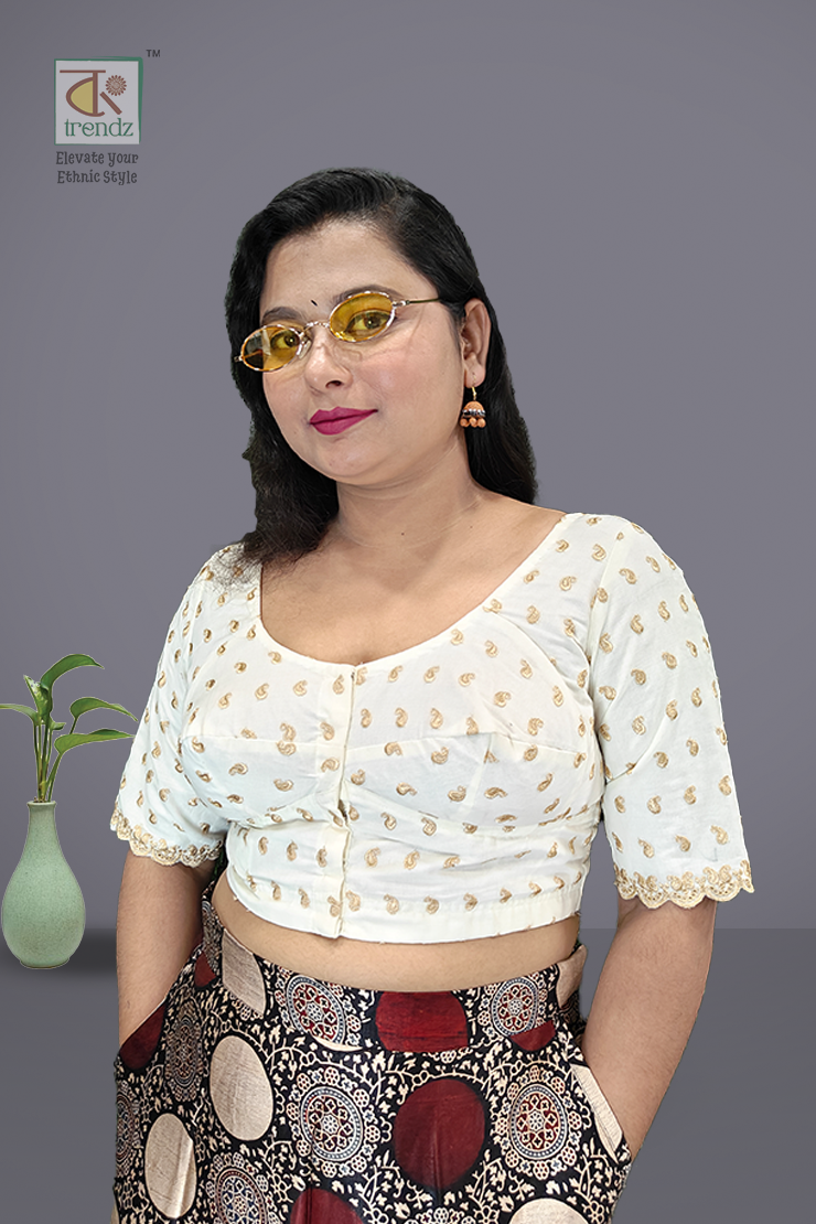 সোর্নালি সুতির ব্লাউজ