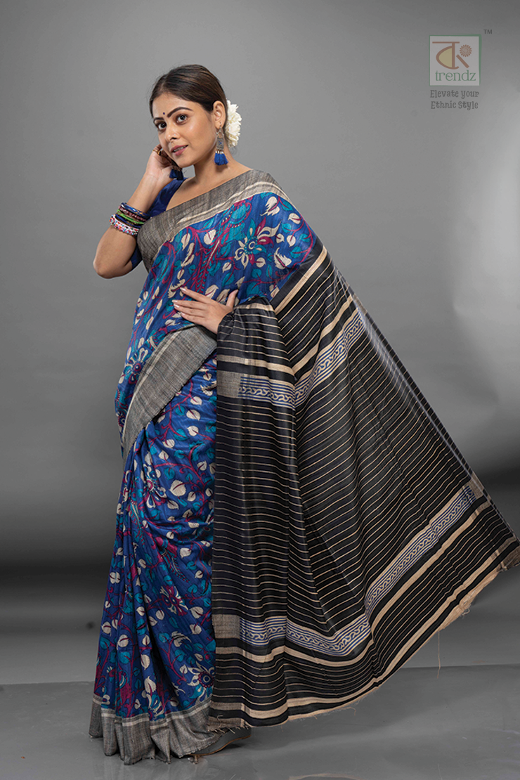 পিওর তসর ঝিছা প্রিন্টেড সিল্ক শাড়ি