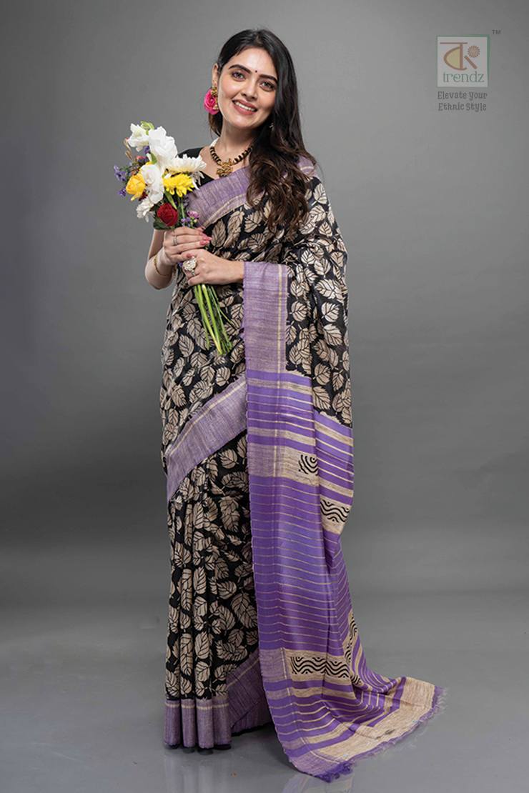 পিওর তসর ঝিছা প্রিন্টেড সিল্ক শাড়ি