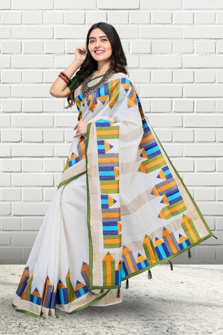 বুটিক পেন্সিল সুতির হ্যান্ডলুম শাড়ি