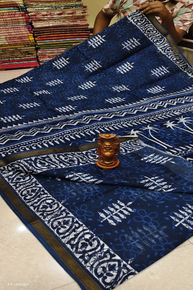 Chanderi Indigo Saree