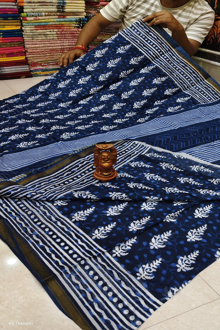 Chanderi Indigo Saree