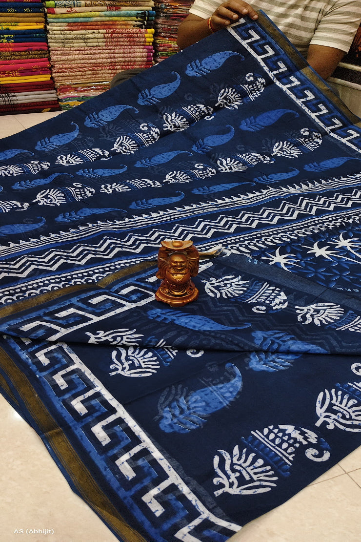 Chanderi Indigo Saree