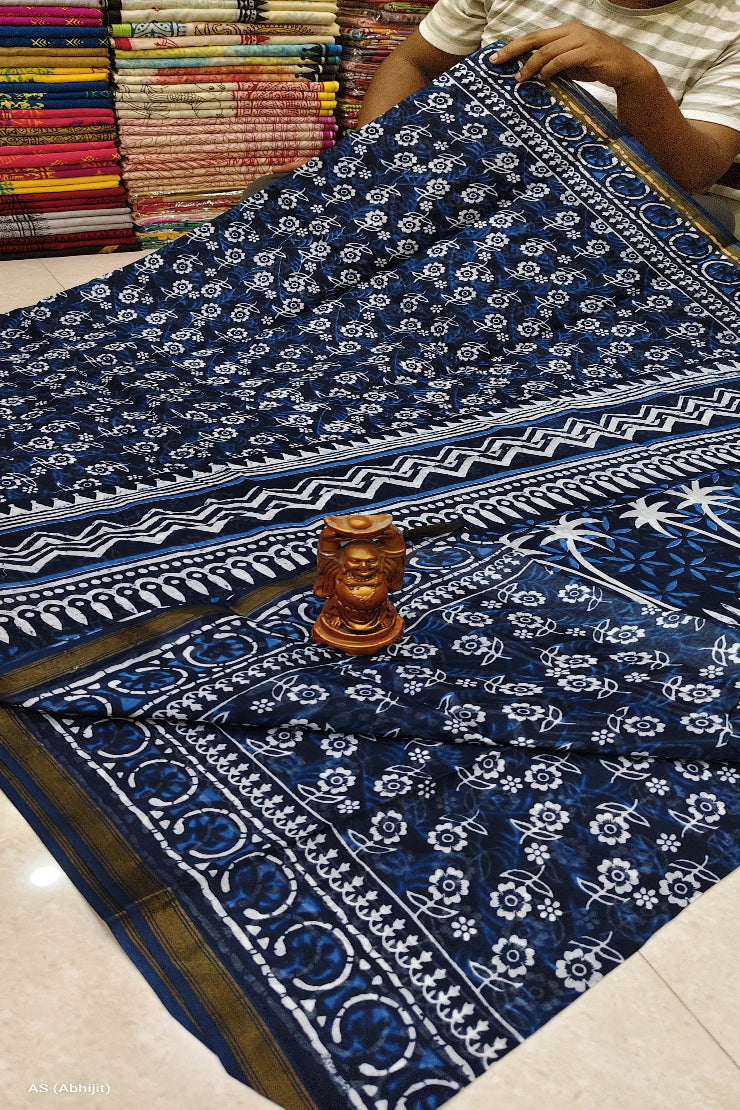 Chanderi Indigo Saree