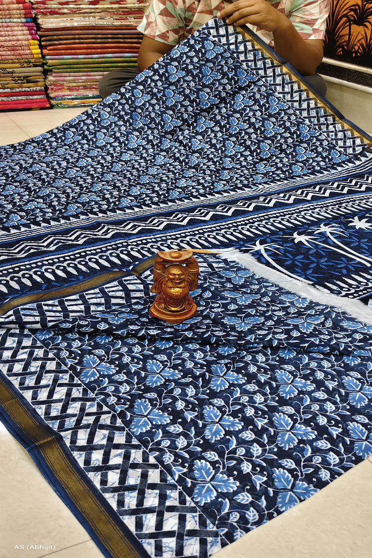 Chanderi Indigo Saree