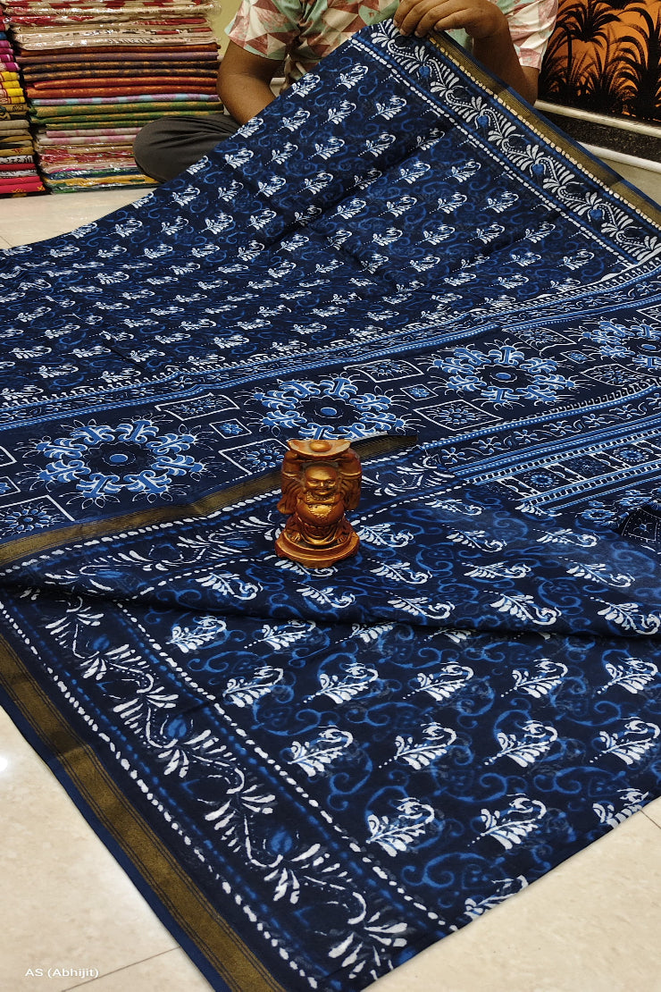 Chanderi Indigo Saree