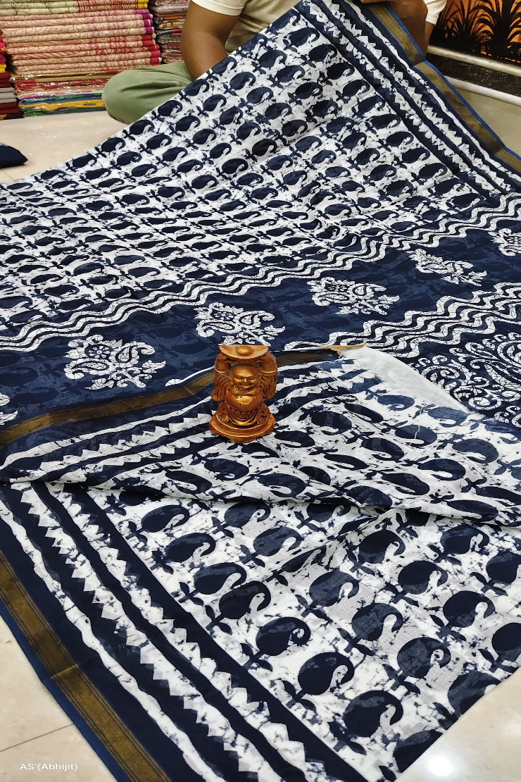 Chanderi Indigo Saree