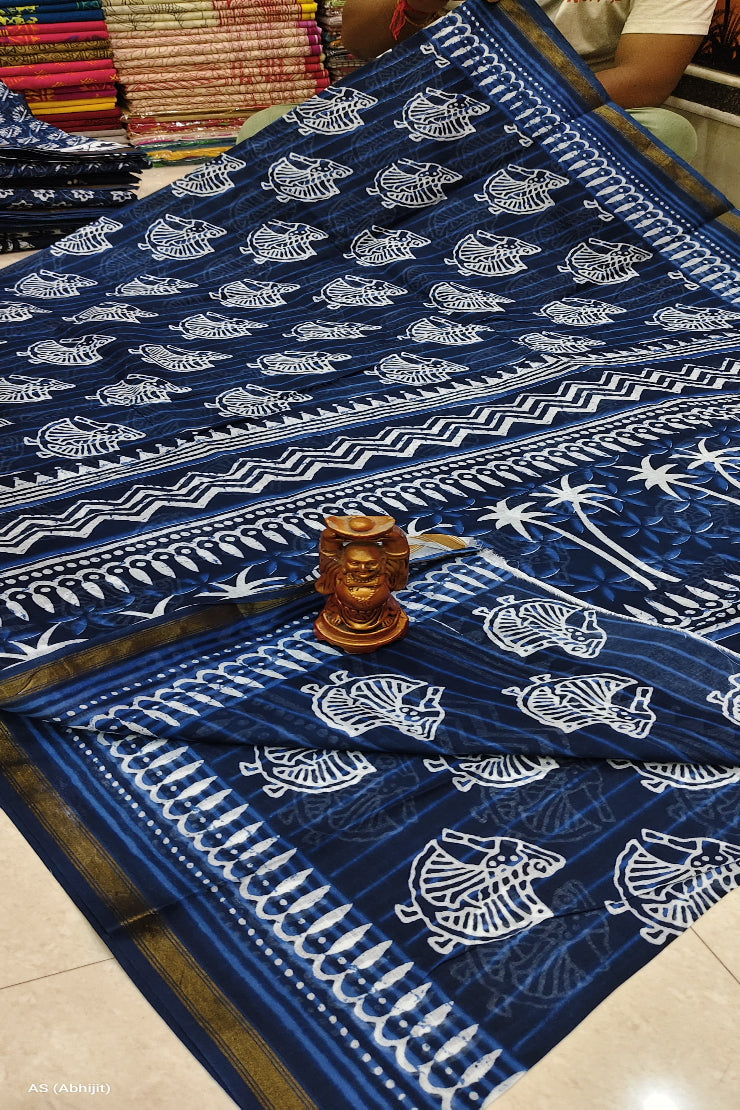 Chanderi Indigo Saree