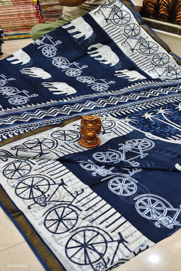 Chanderi Indigo Saree