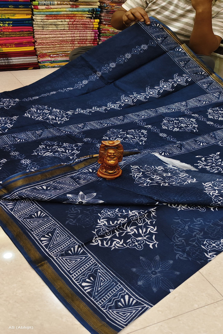 Chanderi Indigo Saree