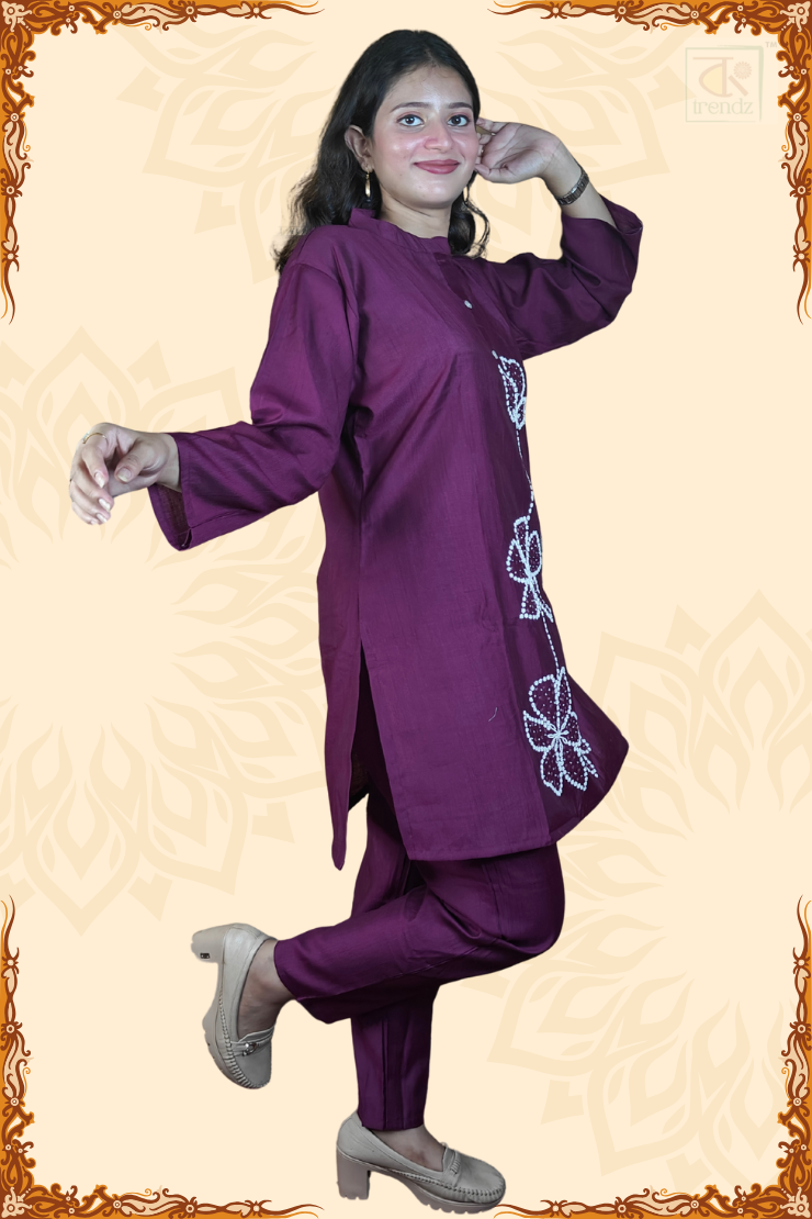 Gatt Design Kurti & Pant Co-Ord Set in Verican Silk