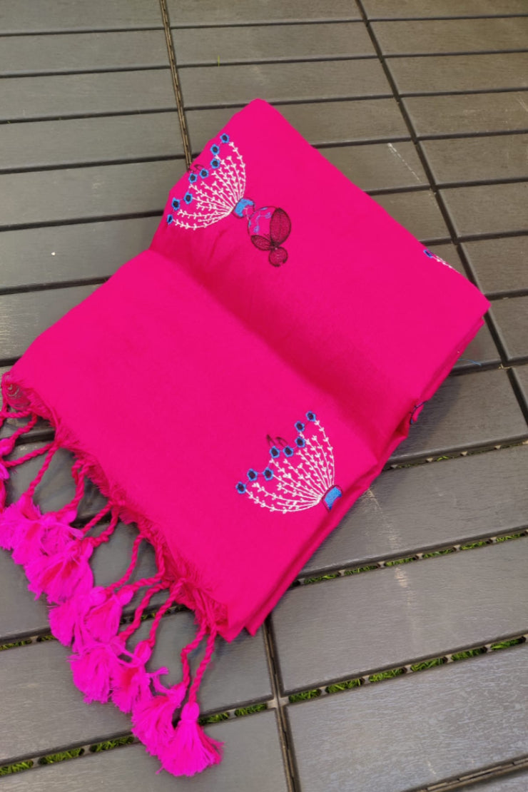 Doll Motif EmbroideryCotton Handloom Saree