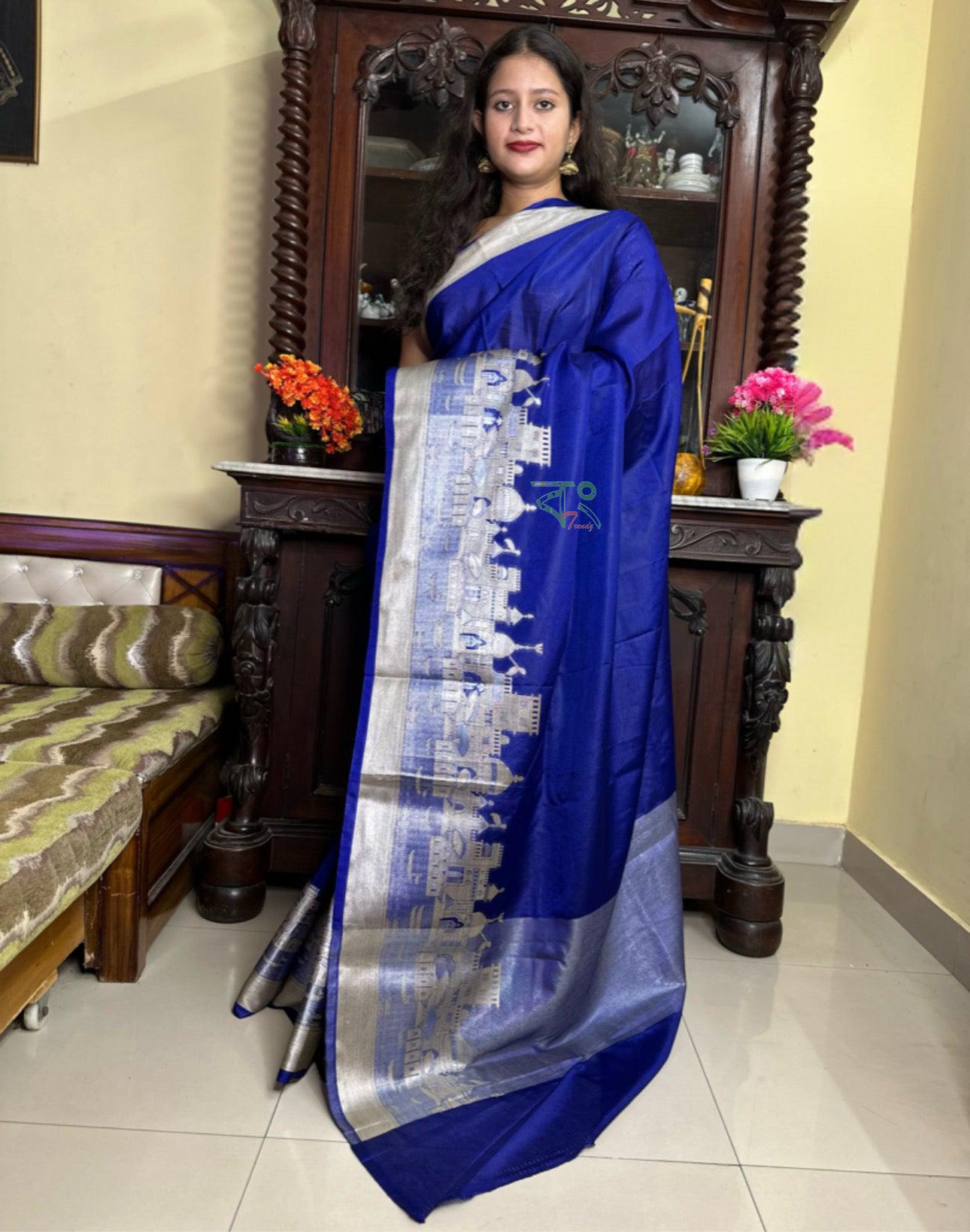 হাতে বোনা বেনারসি ঘাট গরম সিল্ক শাড়ি