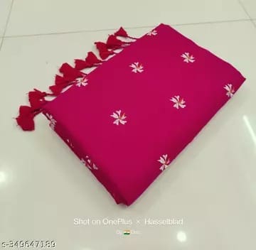 Shiuli Embroidery Cotton Handloom Saree