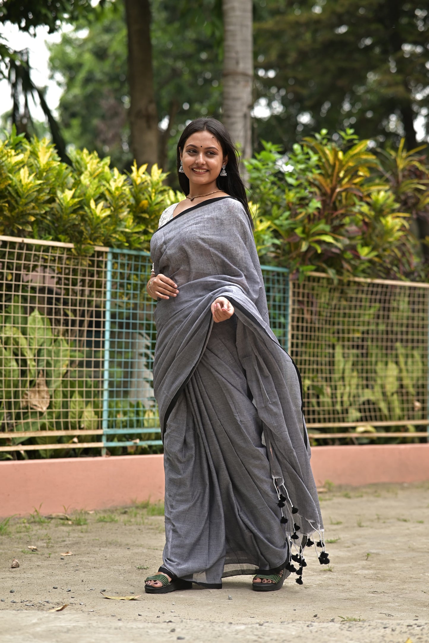 Plain Mul Cotton Saree