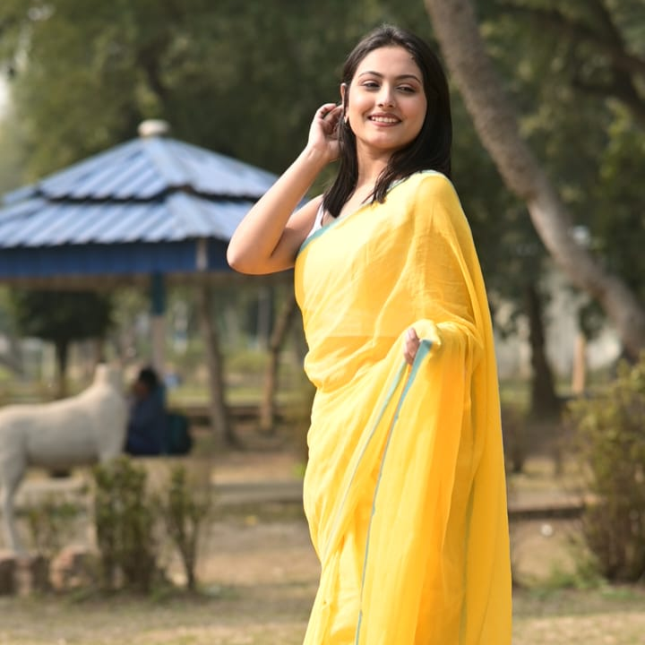Plain Mul Cotton Saree