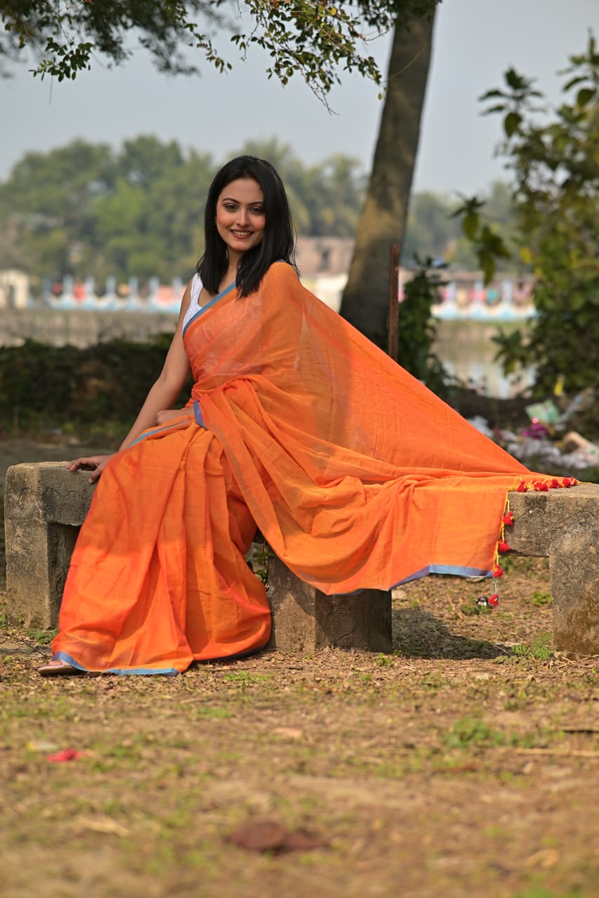Plain Mul Cotton Saree
