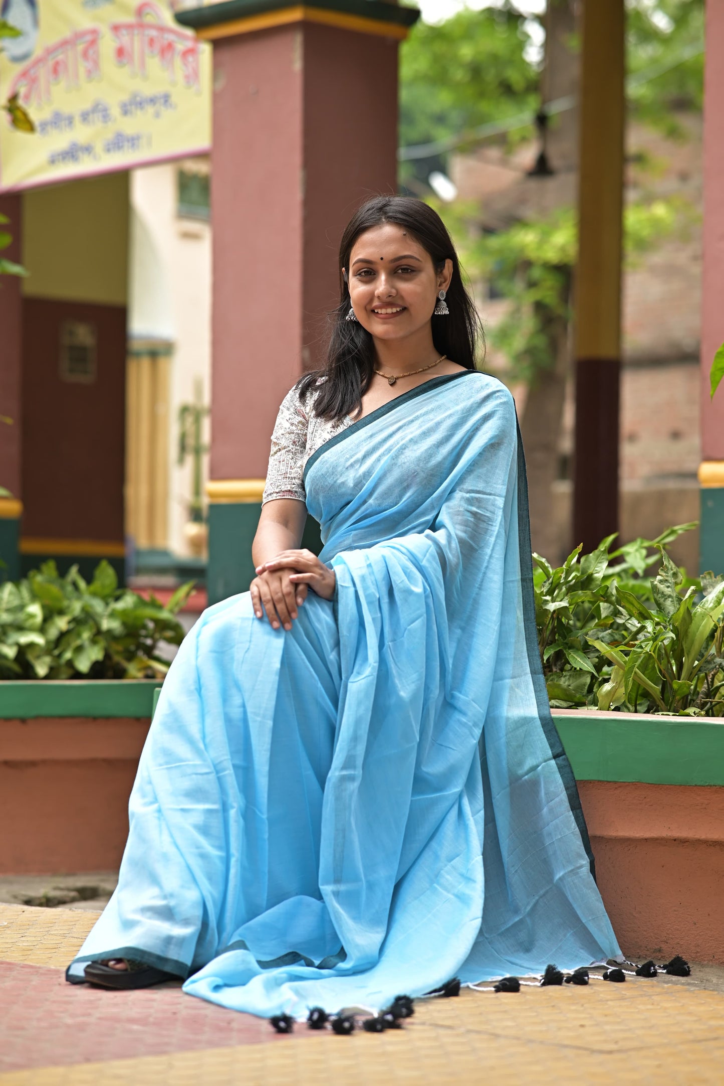 Plain Mul Cotton Saree