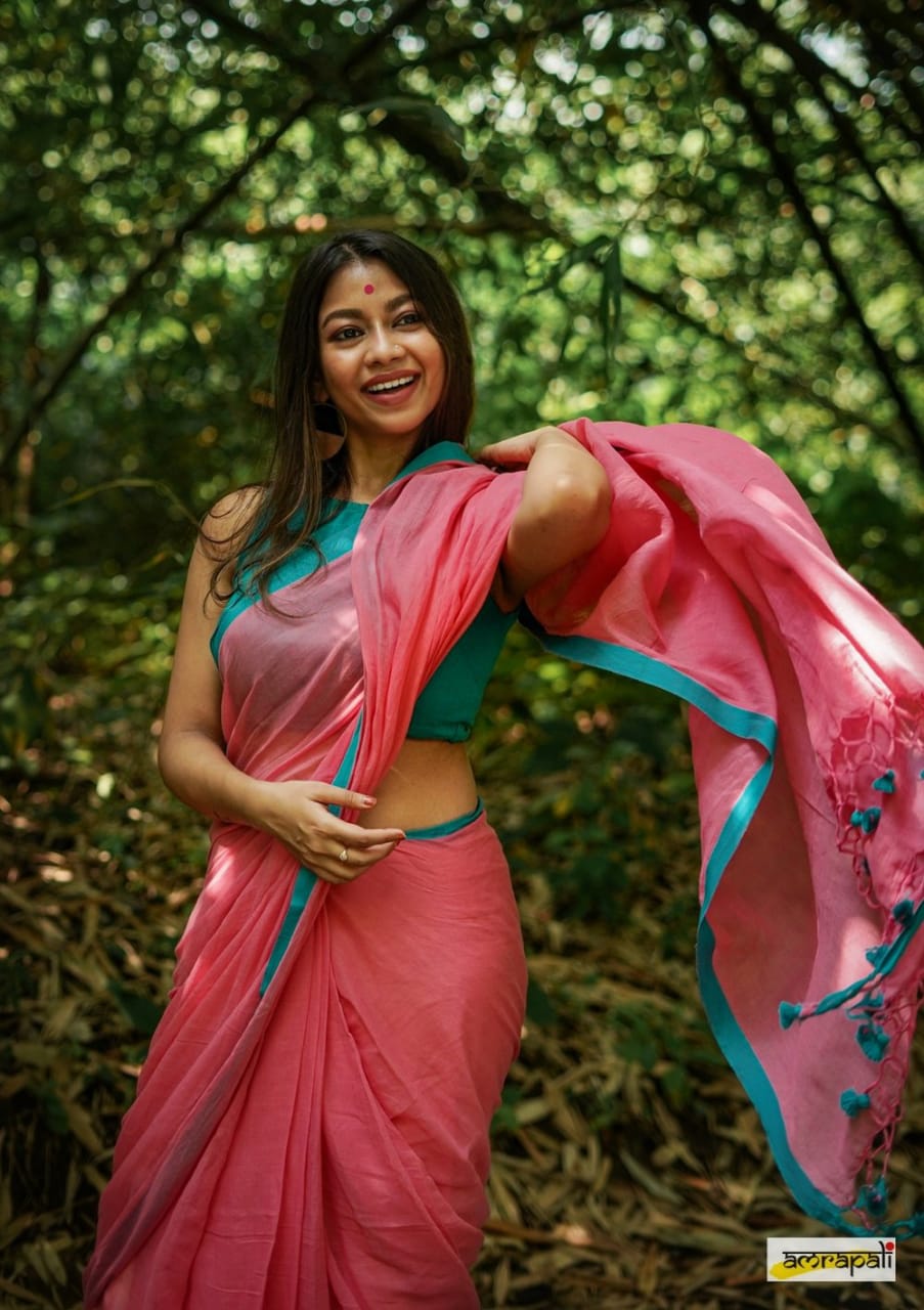 Plain Mul Cotton Saree