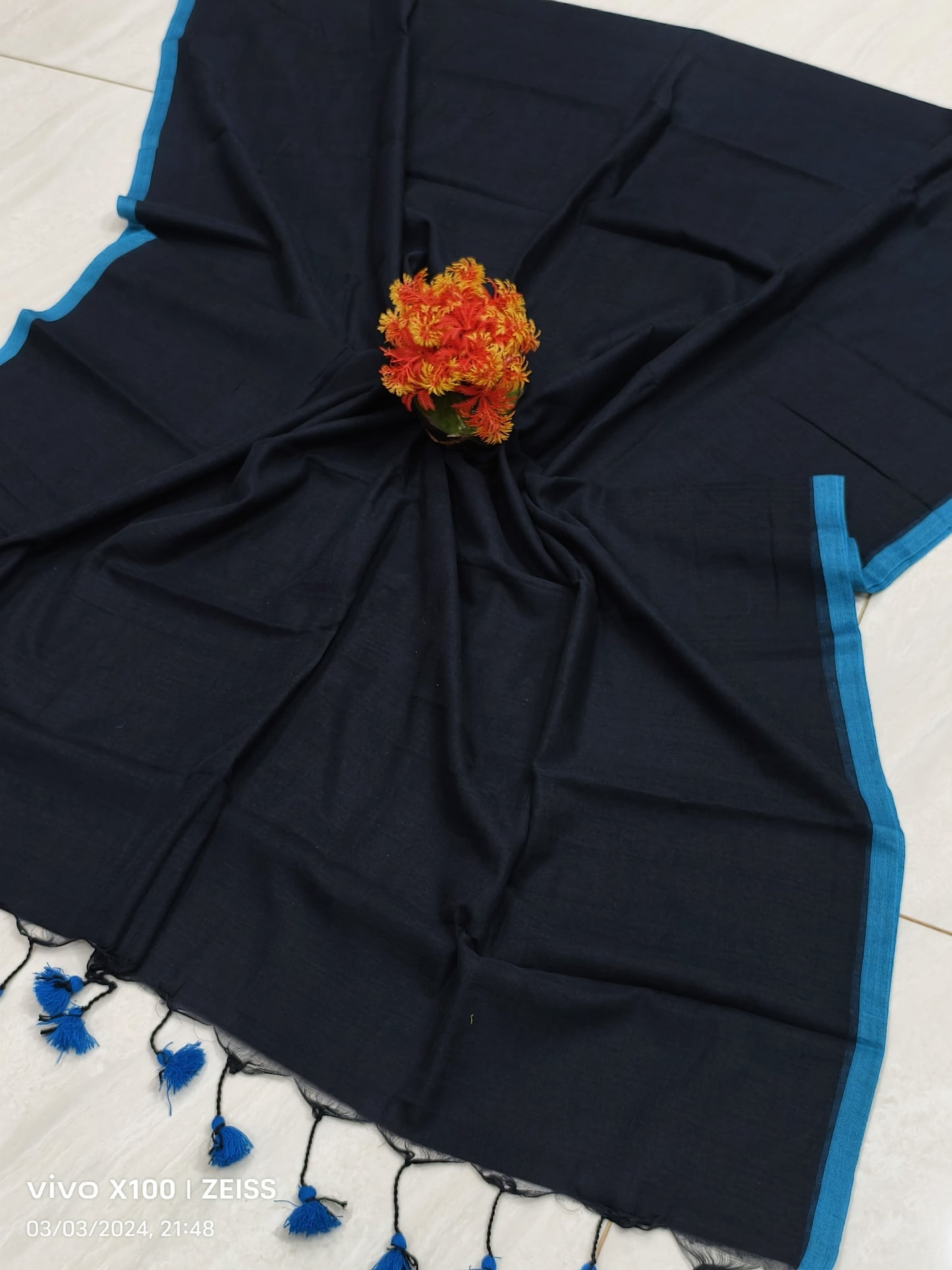 Plain Mul Cotton Saree