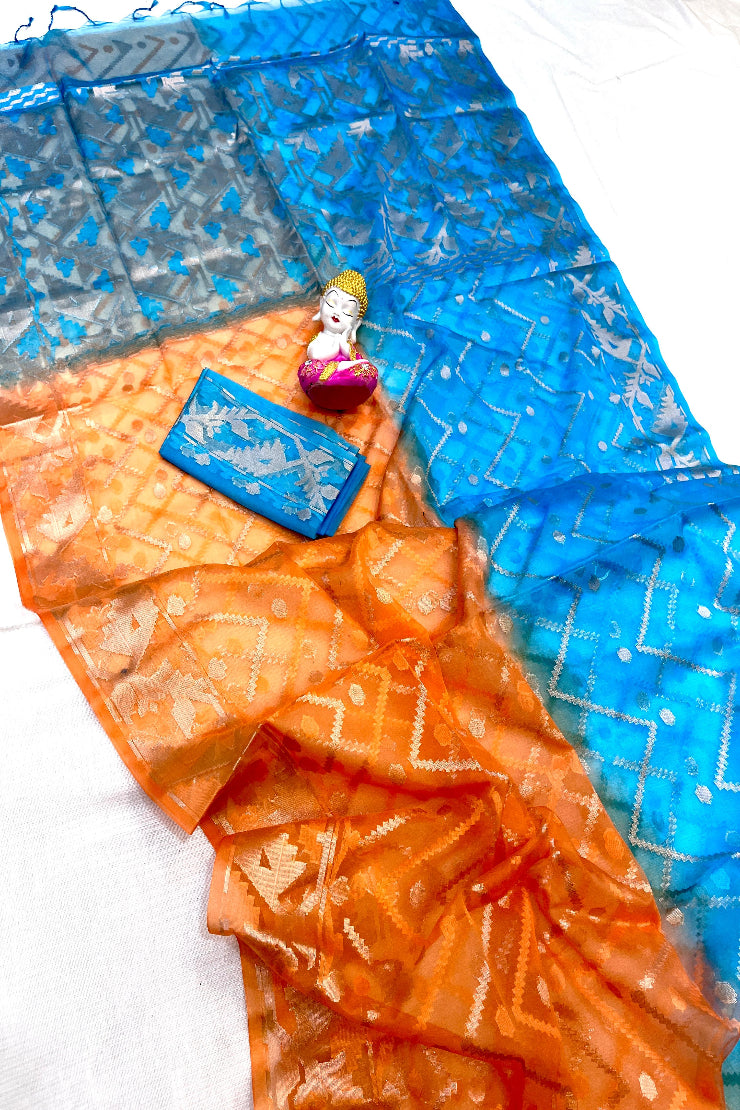 Muslin Organza Karat Jamdani Saree