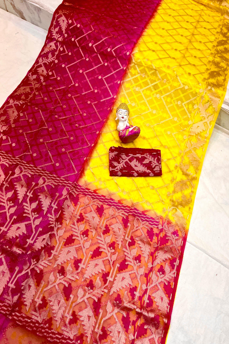 Muslin Organza Karat Jamdani Saree