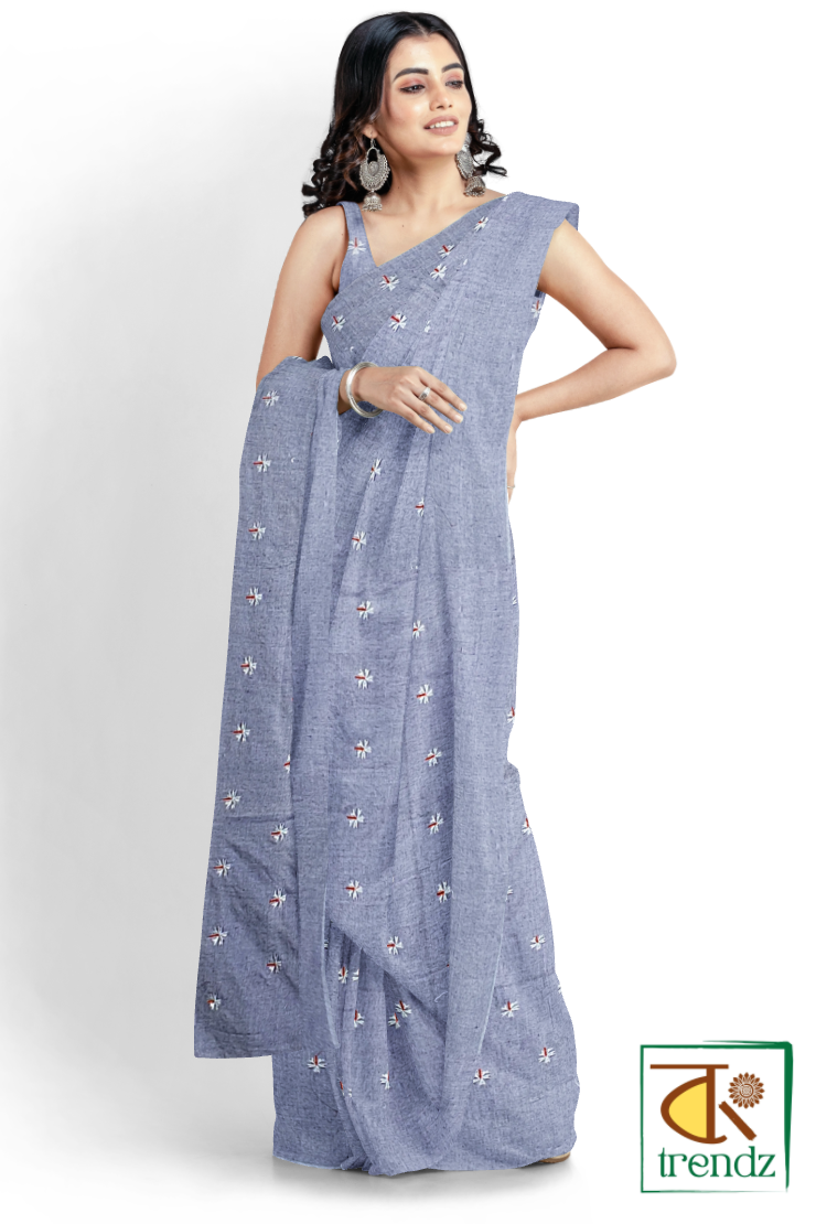 Shiuli Embroidery Cotton Handloom Saree