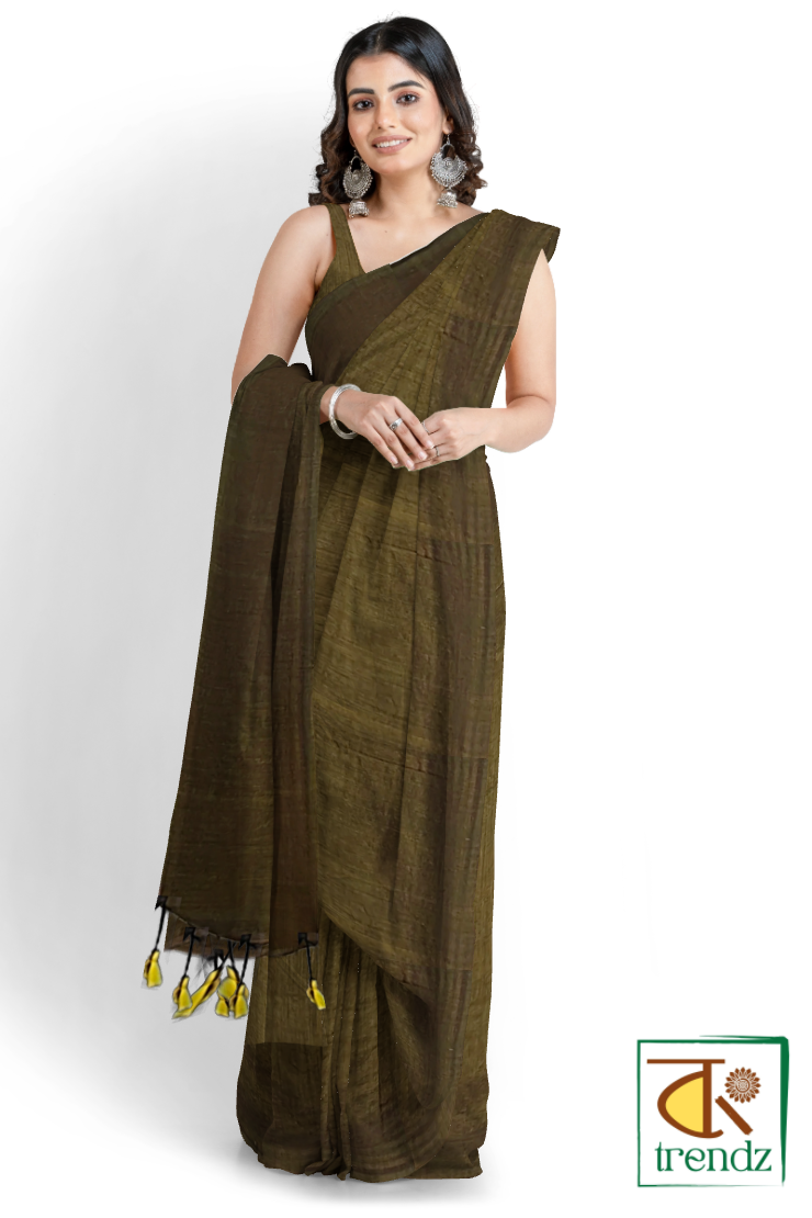 Plain Soft Cotton Handloom Saree