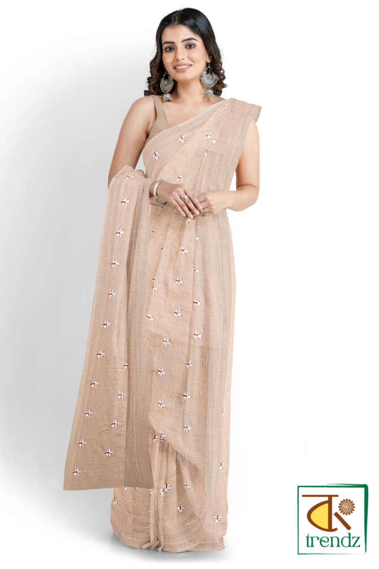 Shiuli Embroidery Cotton Handloom Saree