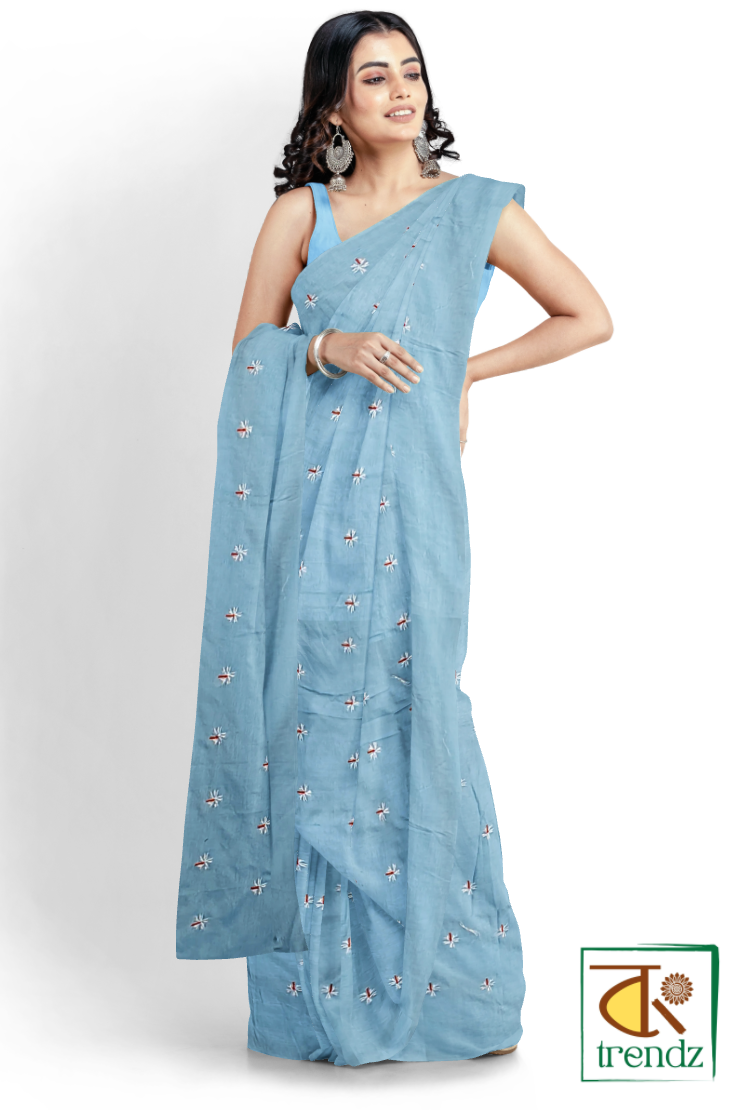 Shiuli Embroidery Cotton Handloom Saree