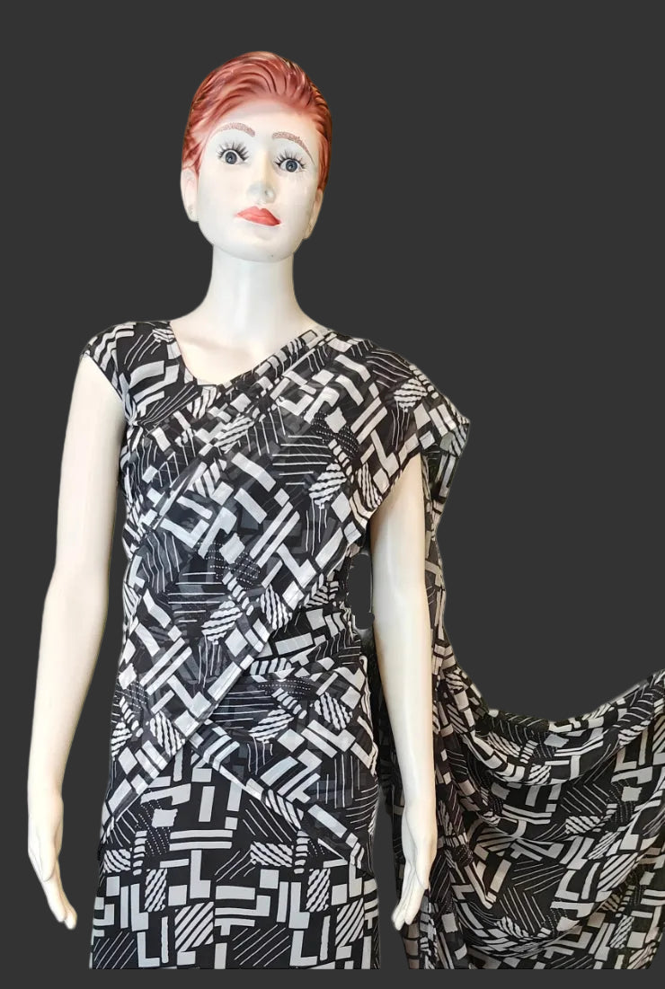 Georgette Gown Saree – Close-up Fabric Detail | Bong Trendz