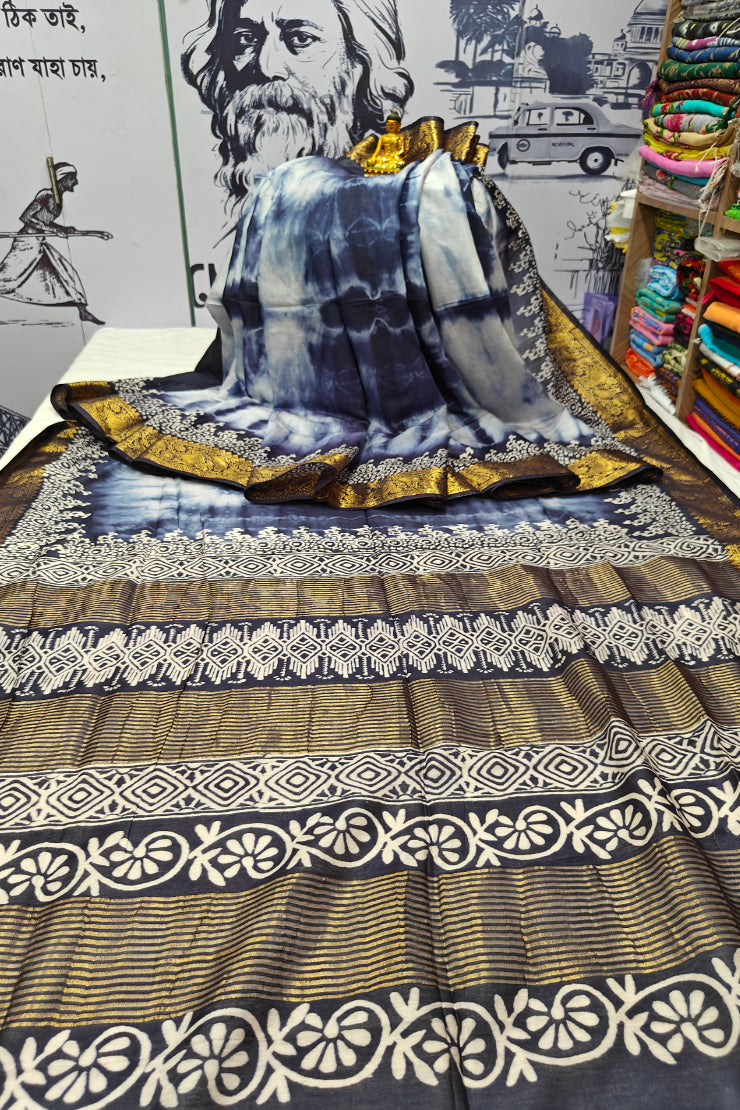Splash Shibori Print Art Silk Saree