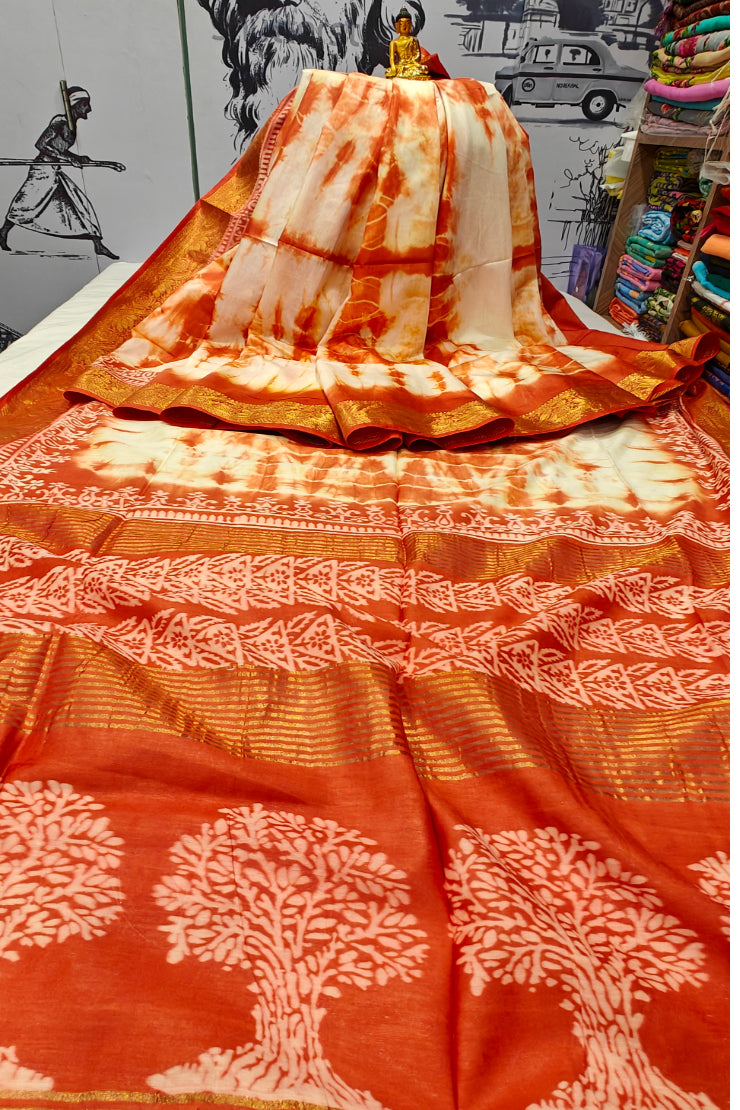 Splash Shibori Print Art Silk Saree