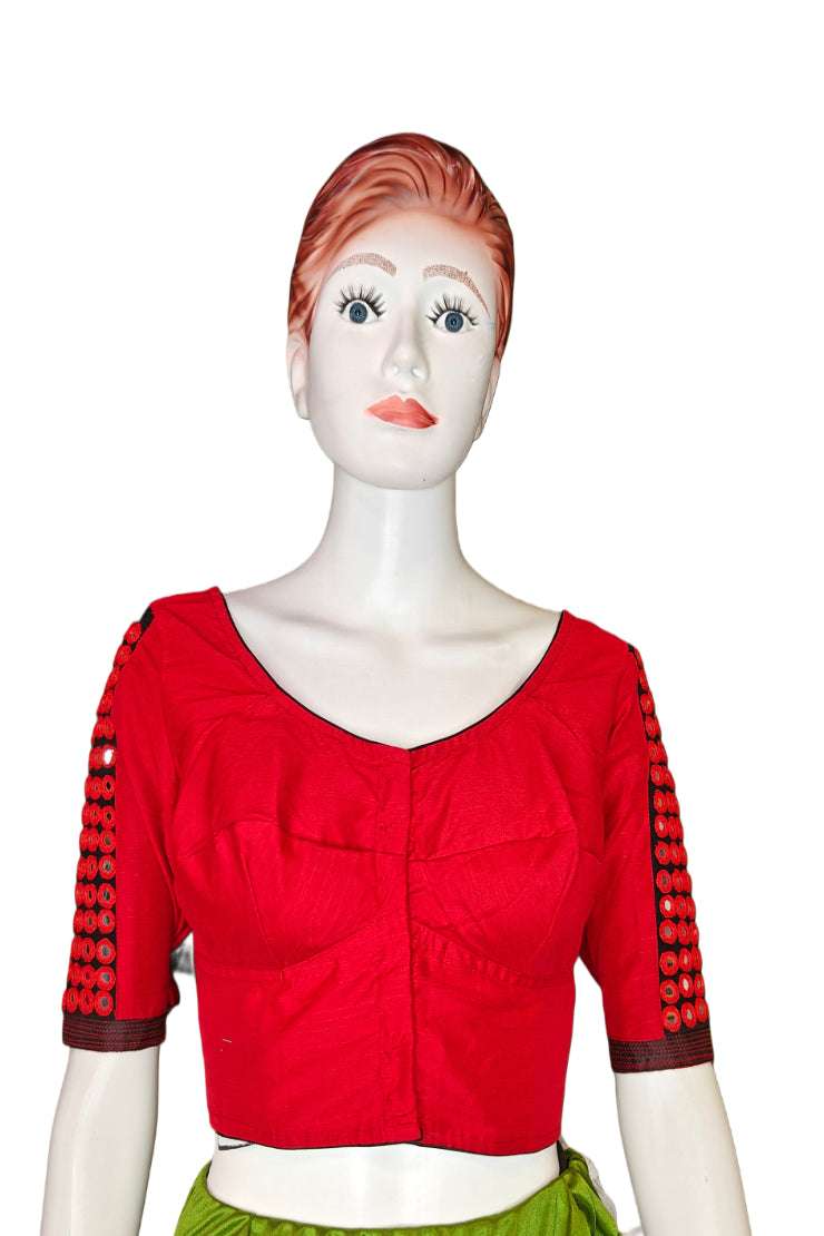 Aayna Cotton Designer Blouse with Mirror Work